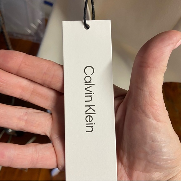 CALVIN KLEIN Ruffle-trim Sheath Dress Size 8 Cream Scuba Crepe Church Shower - Picture 10 of 12